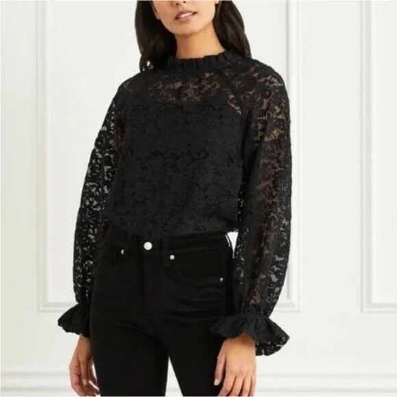 Hill House Black Lace Blouse- size medium - Picture 1 of 5